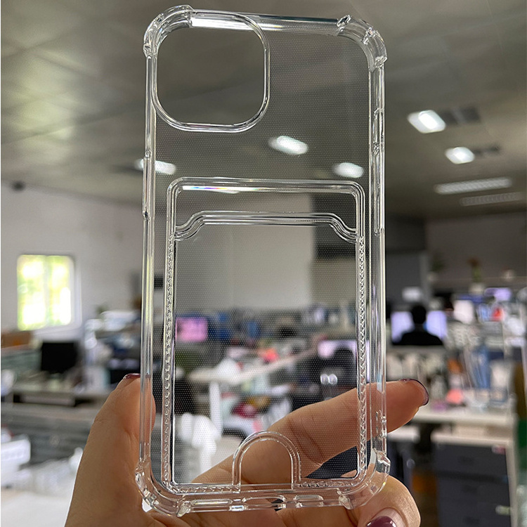 New Design card holder slot transparent clear shockproof phone case for iphone 14 pro max 13 12 11 x xr xs 7 8