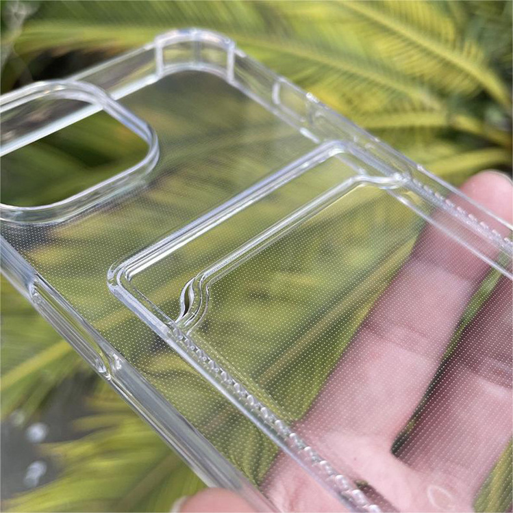 New Design card holder slot transparent clear shockproof phone case for iphone 14 pro max 13 12 11 x xr xs 7 8