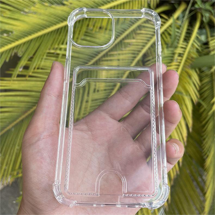 New Design card holder slot transparent clear shockproof phone case for iphone 14 pro max 13 12 11 x xr xs 7 8