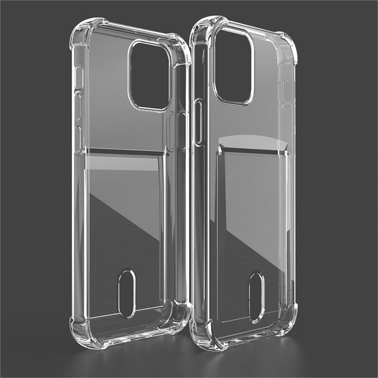 New Design card holder slot transparent clear shockproof phone case for iphone 14 pro max 13 12 11 x xr xs 7 8