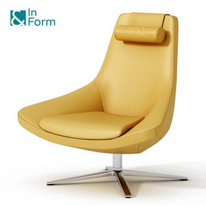 Wholesale Luxury High Back Density Sponge Modern  PU Leather Swivel Lobby Sofa Lounge Leisure Chair