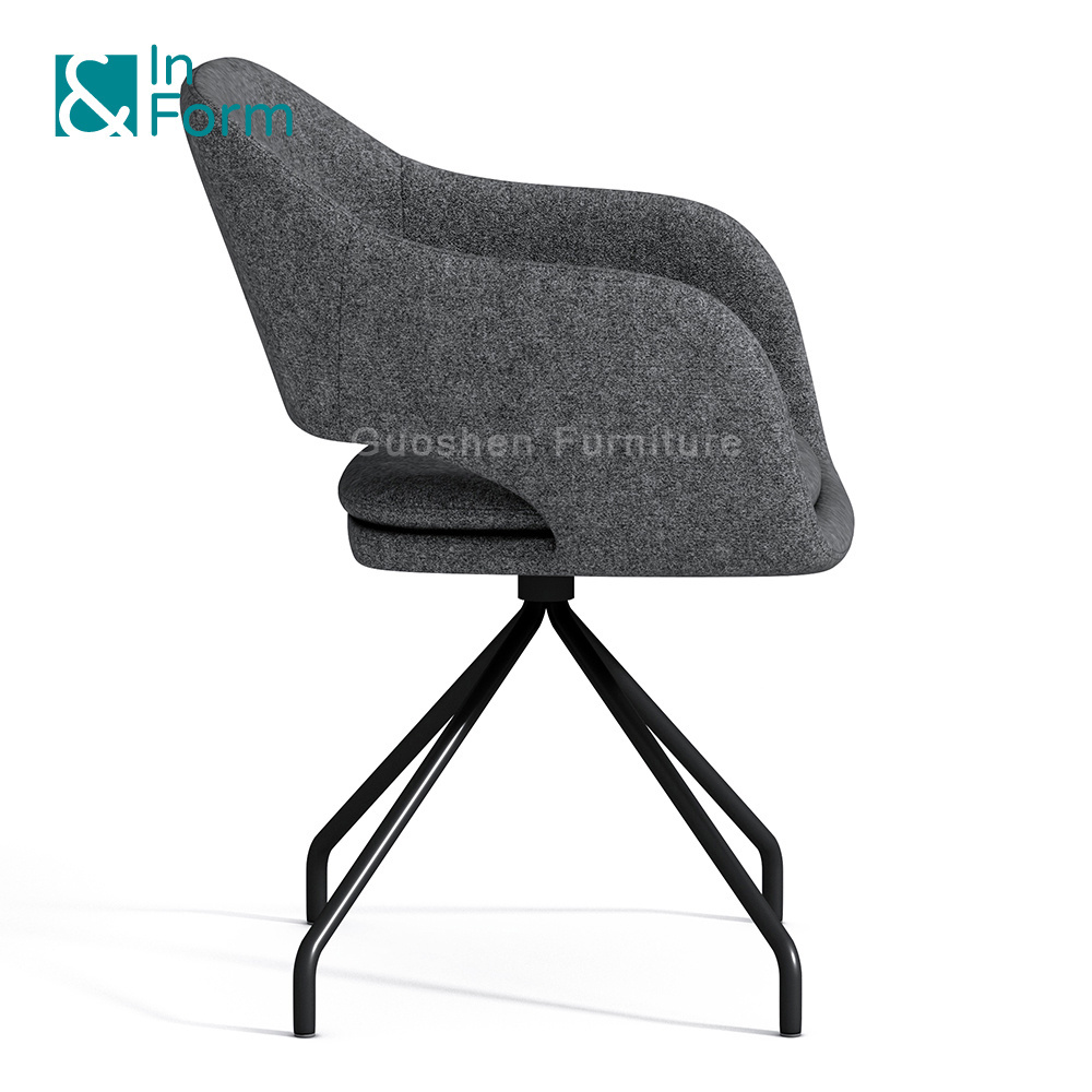 Anti-Wear Fabric Armrest Multi-purpose Fixed Metal Legs Designer Reception Waiting Room Guest Visitor Office Leisure Arm Chair