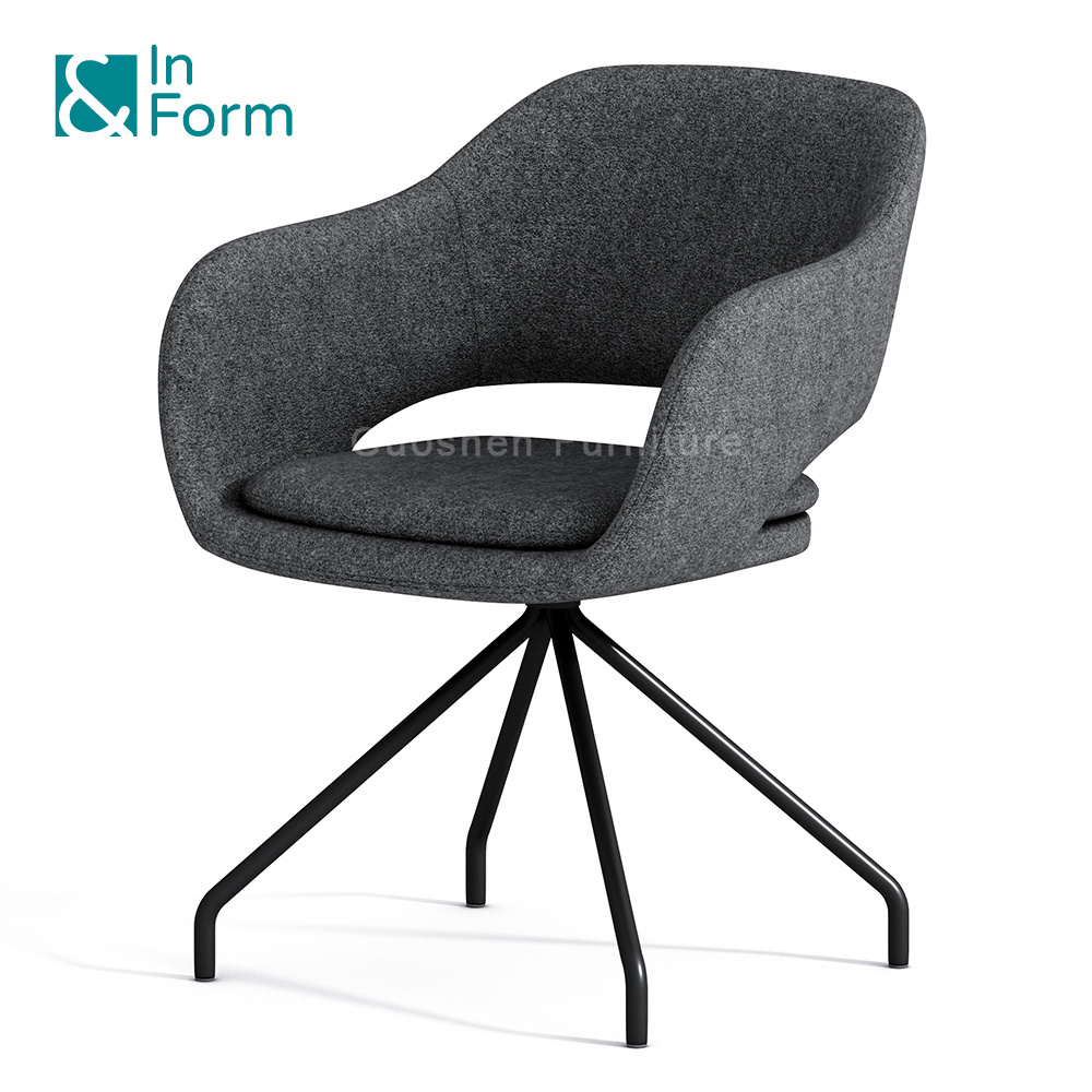 Anti-Wear Fabric Armrest Multi-purpose Fixed Metal Legs Designer Reception Waiting Room Guest Visitor Office Leisure Arm Chair