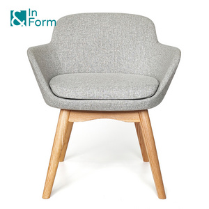 Nordic Modern Solid Ash Wood Legs Mold Foam Guest Leisure Chair Office Reception Waiting Area Visitor Armchair Grey Design Chair