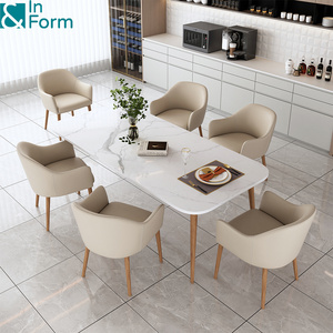 Factory Direct Beige Modern Luxury Style Hotel Restaurant Canteen Home Furniture Resting Leather Upholstered Dining Room Chairs