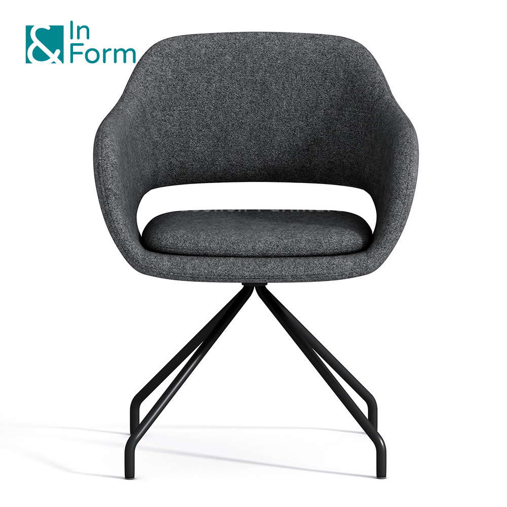 Anti-Wear Fabric Armrest Multi-purpose Fixed Metal Legs Designer Reception Waiting Room Guest Visitor Office Leisure Arm Chair