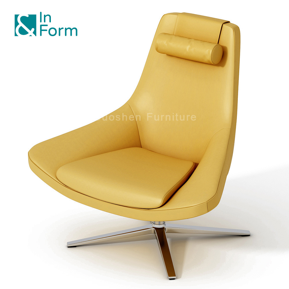 Luxury PU Leather Oversized Single Armchair Living Room Revolving Large Accent Leisure Lounge Chair with Neck Pillow