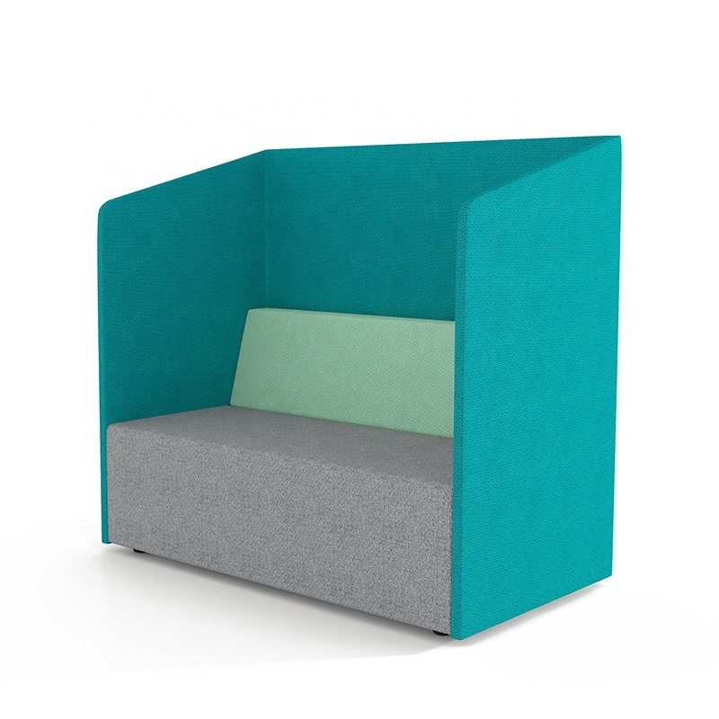 Original Design Custom High Back 2 Seater Modern Nordic Teal Upholstery Foam Privacy Office Divider Seating Acoustic Sofa