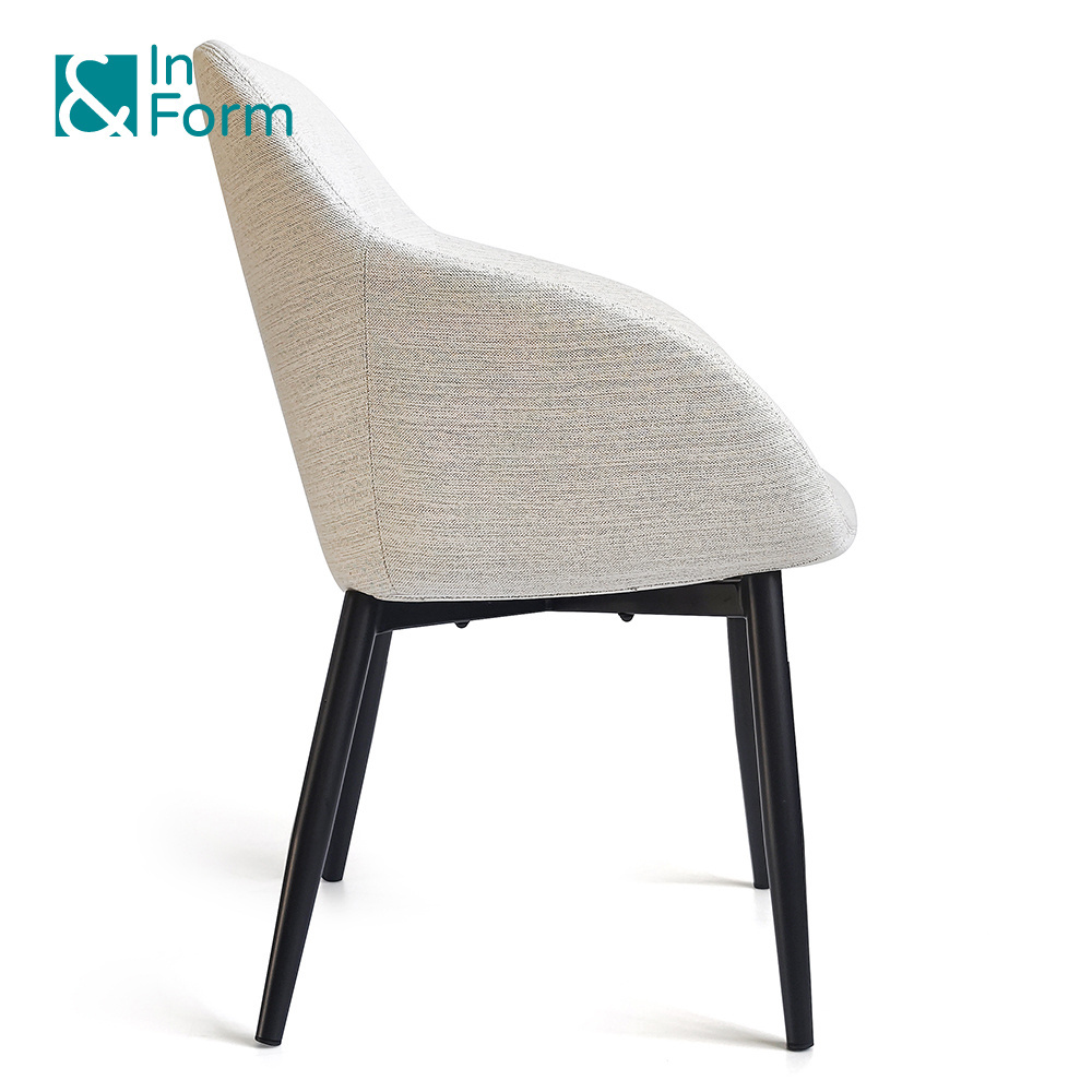 Modern Nordic Mold Foam Armchair Upholstered Ergonomic Visitor Chair Living Room Canteen Restaurant Dining Chair with Metal Legs