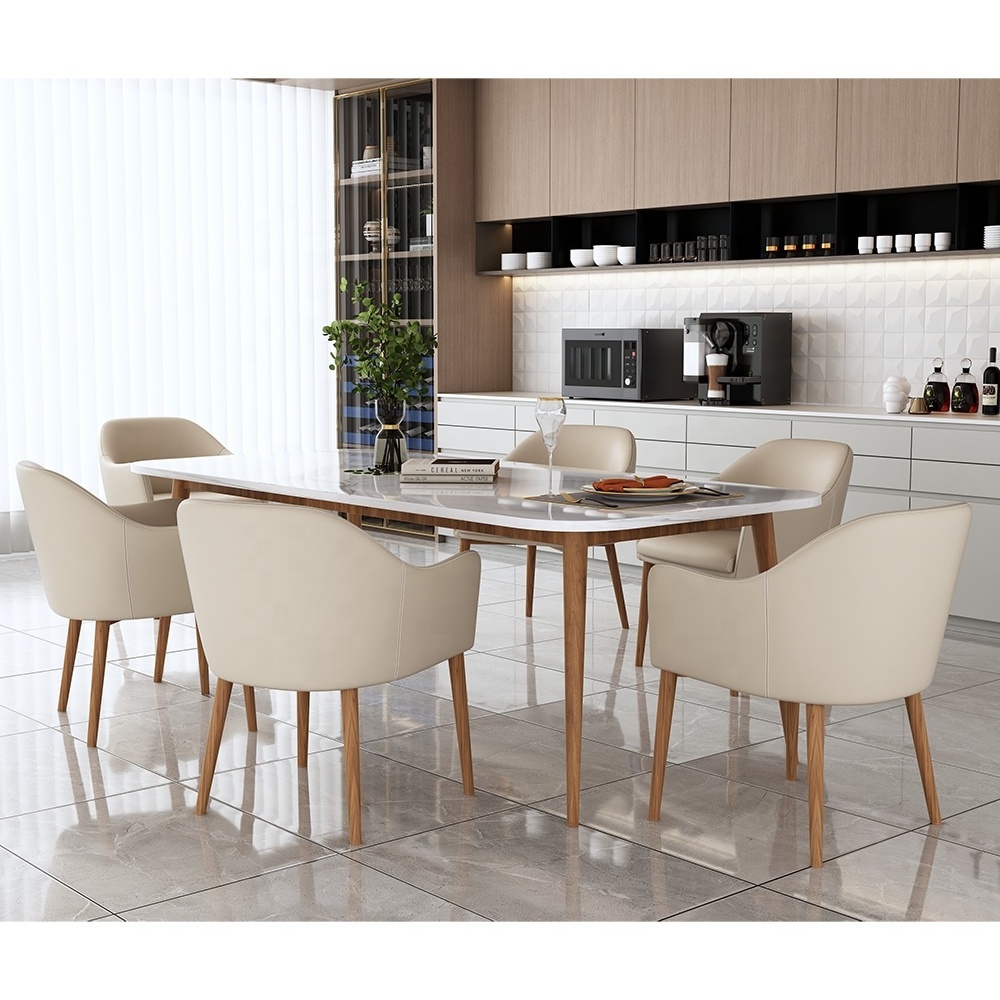 Factory Direct Beige Modern Luxury Style Hotel Restaurant Canteen Home Furniture Resting Leather Upholstered Dining Room Chairs