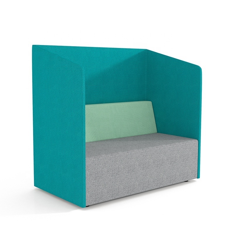 Original Design Custom High Back 2 Seater Modern Nordic Teal Upholstery Foam Privacy Office Divider Seating Acoustic Sofa