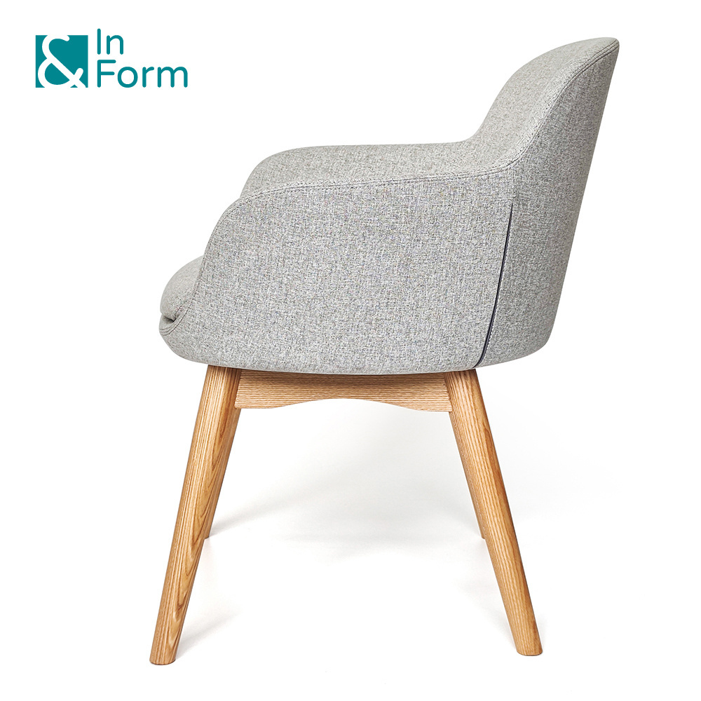 Nordic Modern Solid Ash Wood Legs Mold Foam Guest Leisure Chair Office Reception Waiting Area Visitor Armchair Grey Design Chair