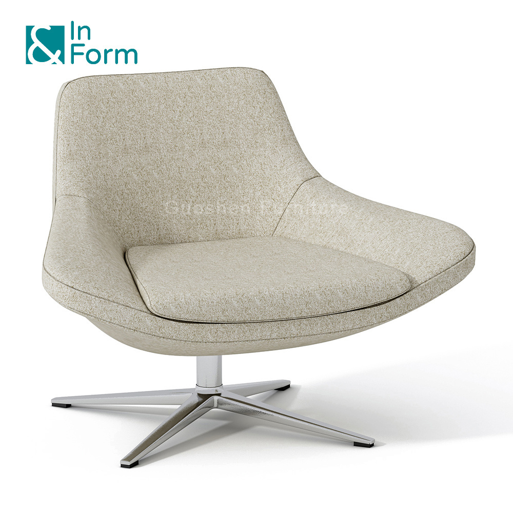 Modern Office Lobby Furniture Leather Arm Occasional Swivel Accent Chair