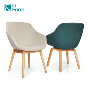 Foshan Manufacturer Solid Ash Wood Legs Accent Arm Mold Foam Chair Contract Furniture Commercial Project Leisure Chairs