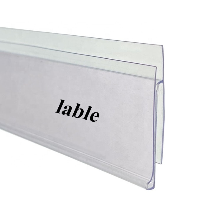 Factory Customized Economy Snap-In Angled Info Strip Label Holder Clear w/ Black Back PVC Data Strip for Gondola Shelf Edge