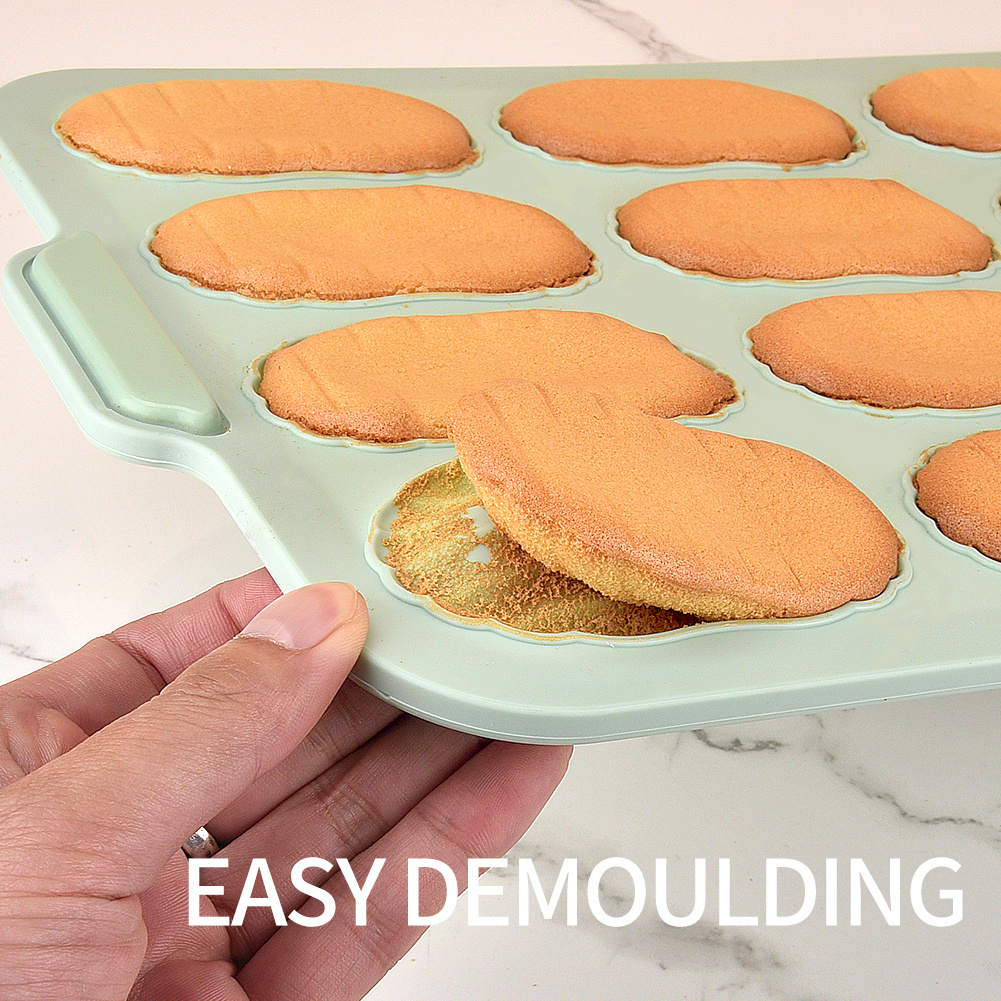 Heat Resistant Cupcake Cake Molds Baking Muffin Tray 6 cup Non-stick Silicone Oval Muffin Pan