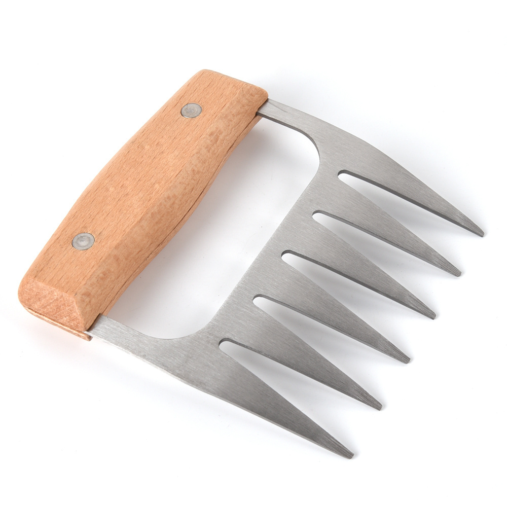 Barbecue grilling tools meat shredder with wooden handle meat claw separator for food