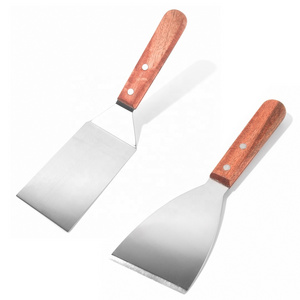 9 Inch 10 Inch Stainless Steel Kitchen Cooking Shovel Pancake Spatula with Wooden Handle Turner Scraper for Pie