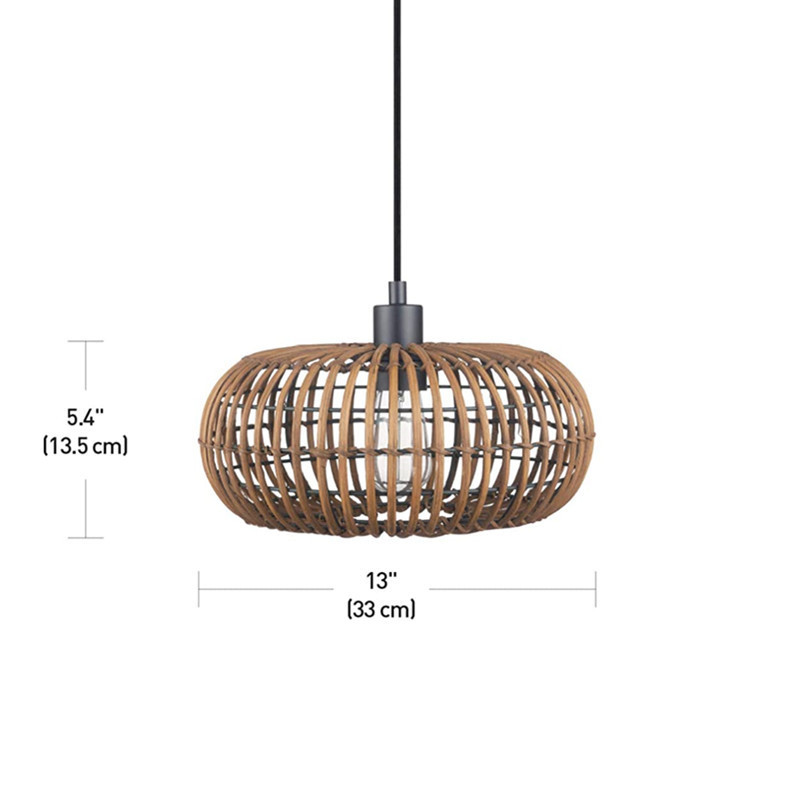 Custom Wicker Lamp Woven Pendant Light Fixtures Straw Rattan Lampshade Tropical For Living Room