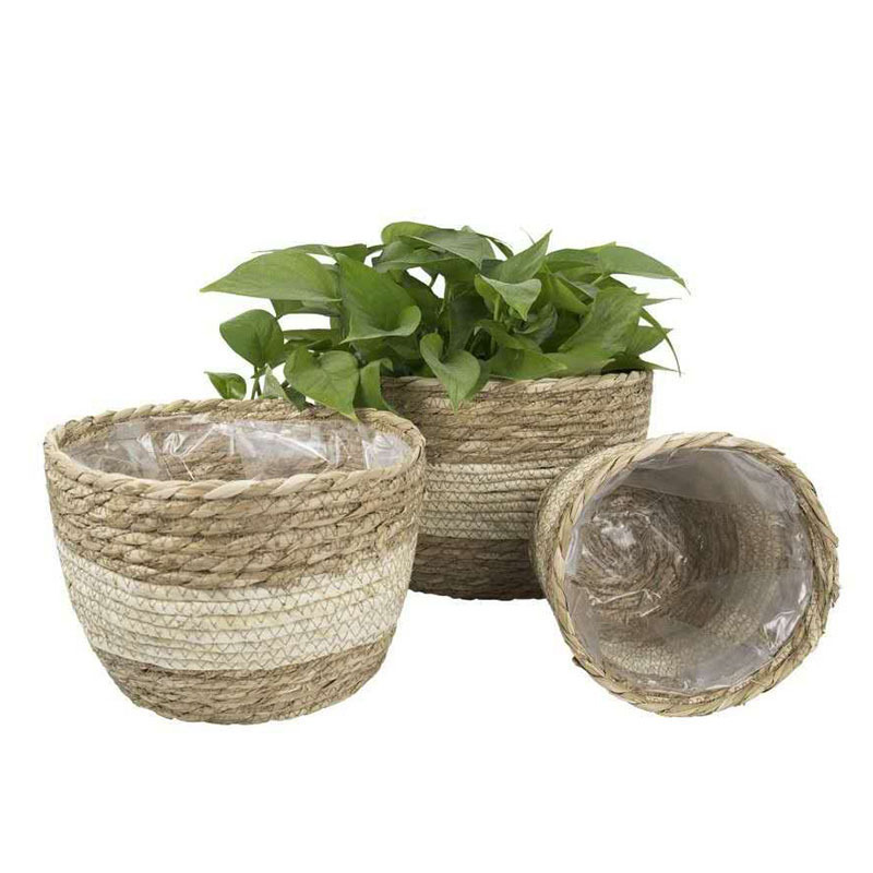 Seagrass Storage Basket Flowers Tabletop Straw Home Decor Garden Decor Flower Pot Basket