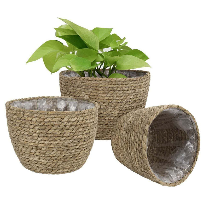 Seagrass Storage Basket Flowers Tabletop Straw Home Decor Garden Decor Flower Pot Basket