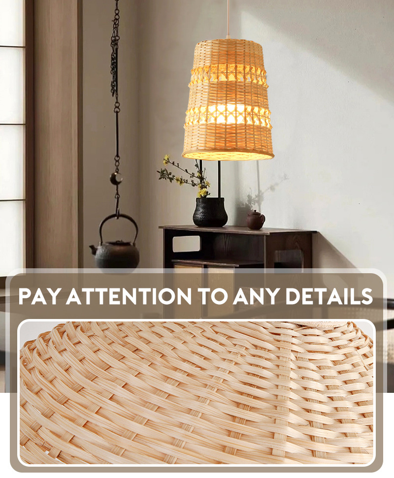 Wholesale Price Bamboo Handmade Ceiling Pendant Lamp Ceiling Light Fixture Hand Woven Rattan Lampshade Cover