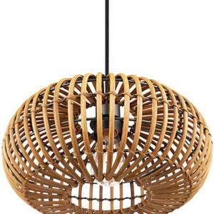 Custom Wicker Lamp Woven Pendant Light Fixtures Straw Rattan Lampshade Tropical For Living Room