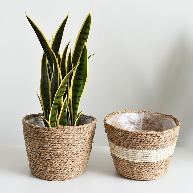 Seagrass Storage Basket Flowers Tabletop Straw Home Decor Garden Decor Flower Pot Basket