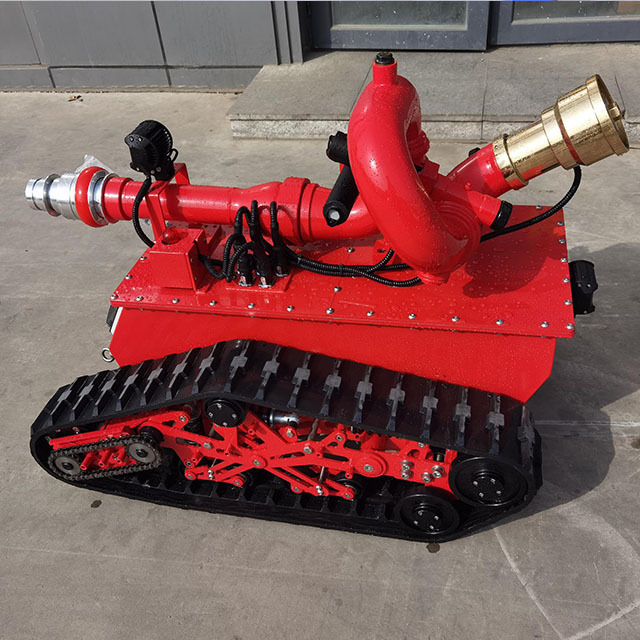 Remote control PLT1000 tracked robot chassis with 40l/s flow rate water cannon for fire fighting