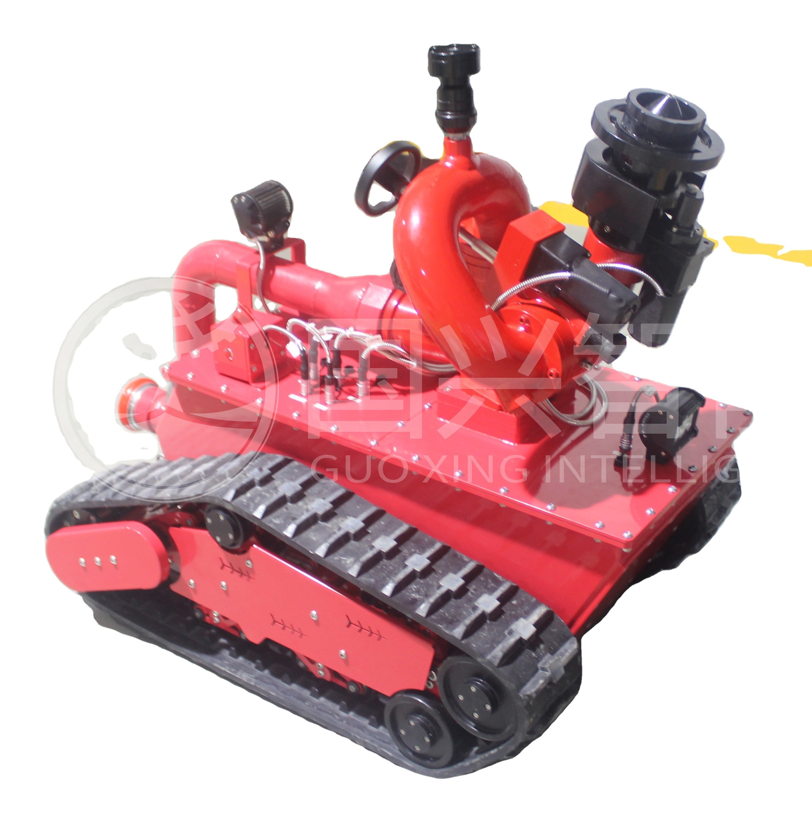 Remote control PLT1000 tracked robot chassis with 40l/s flow rate water cannon for fire fighting