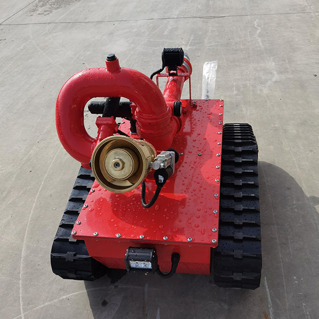 Remote control PLT1000 tracked robot chassis with 40l/s flow rate water cannon for fire fighting