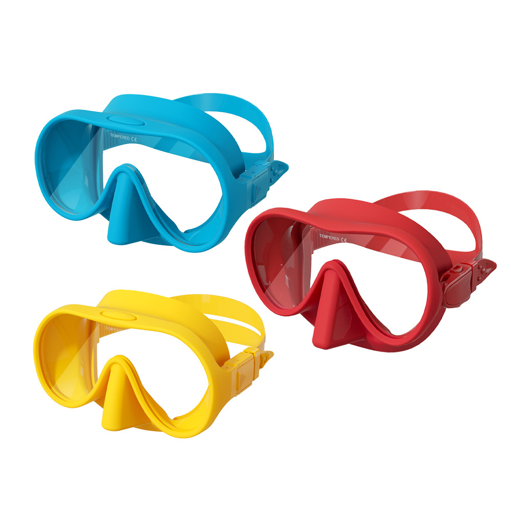 single tempered glass lens silicone strap swim scuba goggles snorkeling free diving mask and snorkel set