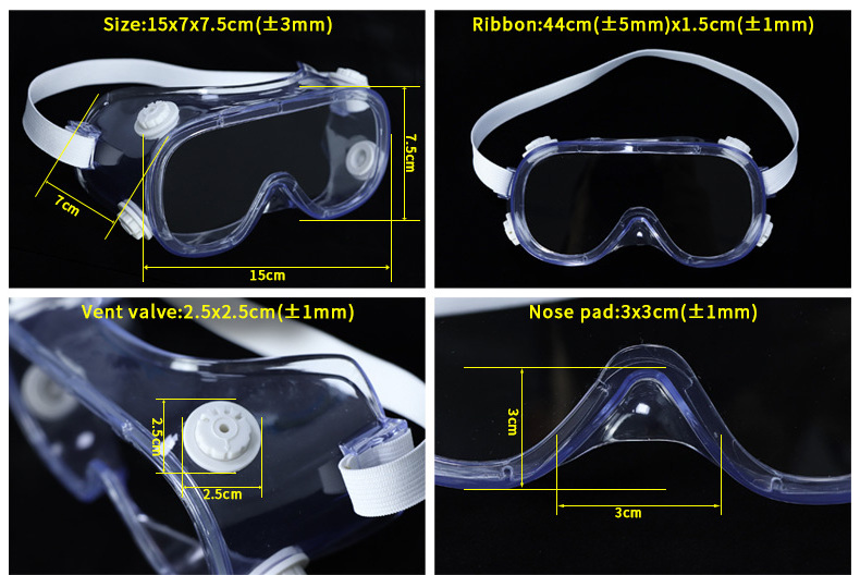 transparent eyewear protection mouth filter anti fog plastic clear chin protector industrial vewide-vision safety goggles