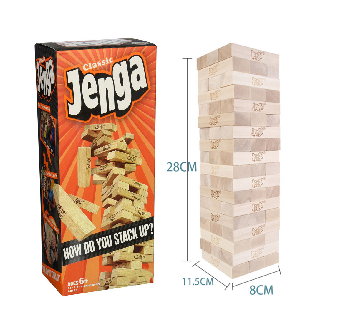 Wooden jenga toy stacking and balancing blocks game for kids high quality classic handmade wooden block toys