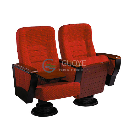 Wholesale China Factory Supply  Church Seats And Auditorium Chairs With Wooden Writing Table Pad And Luxury Fabric