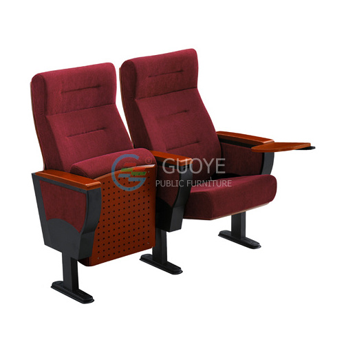 Wholesale China Factory Supply  Church Seats And Auditorium Chairs With Wooden Writing Table Pad And Luxury Fabric