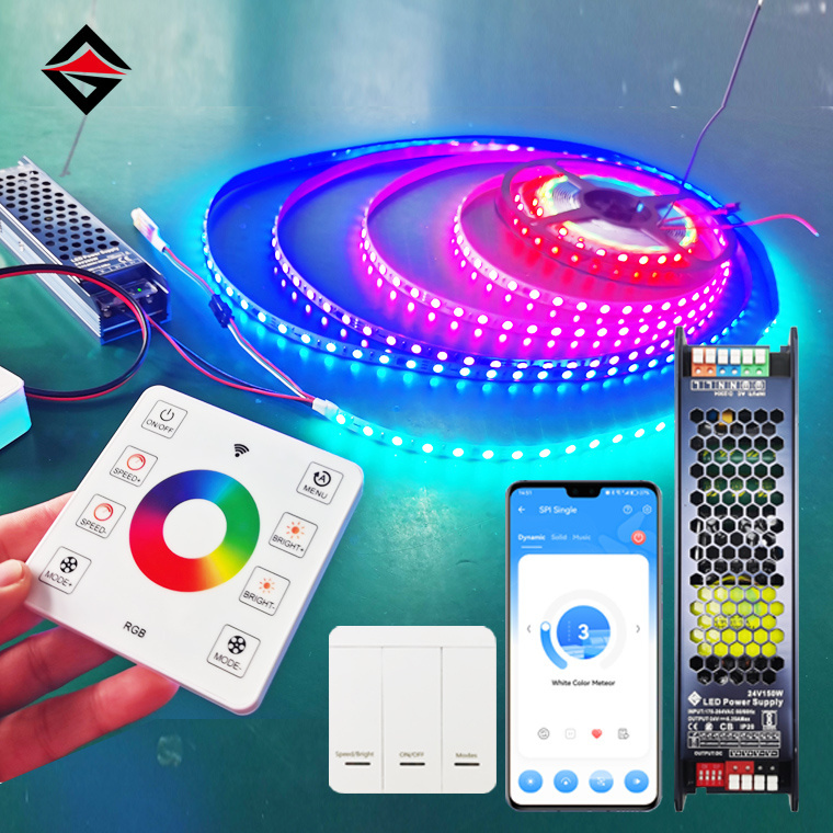 Popular 24V music sync sound control voice pickup activated bluetooth app rgb rgbw dream chasing led strip light