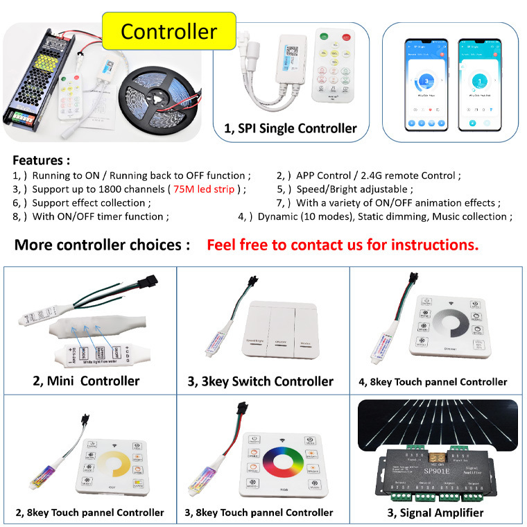 Popular 24V music sync sound control voice pickup activated bluetooth app rgb rgbw dream chasing led strip light