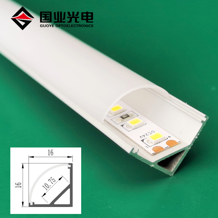 16*16mm Under Kitchen Cabinet Triangle V Shape wall corner Mounted Aluminium  Profile led rigid strip light