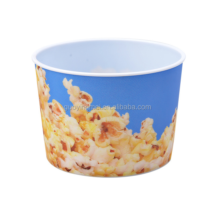 Factory Outlet Plastic Popcorn Ice Cream Containers Retro Style Reusable PP Popcorn Buckets for Movie Night