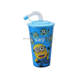 20oz Promotional plastic 3D souvenir cup with lid and straw