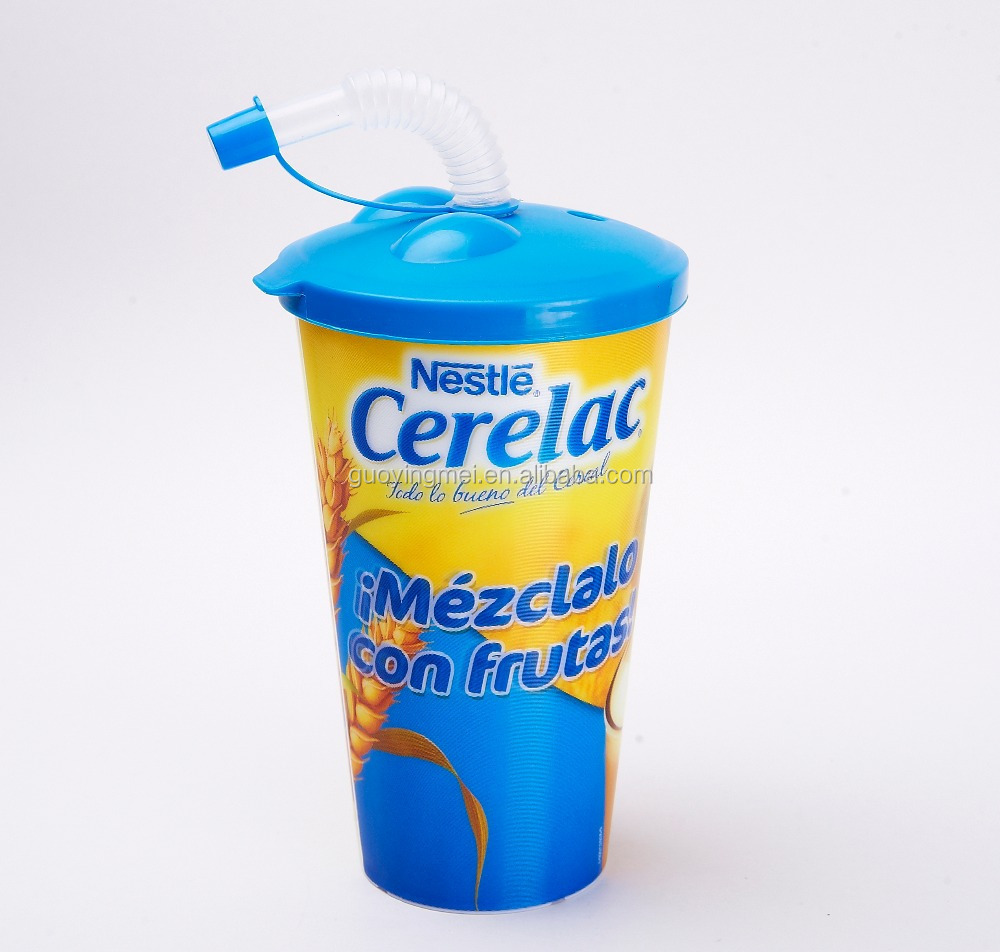 20oz Promotional plastic 3D souvenir cup with lid and straw