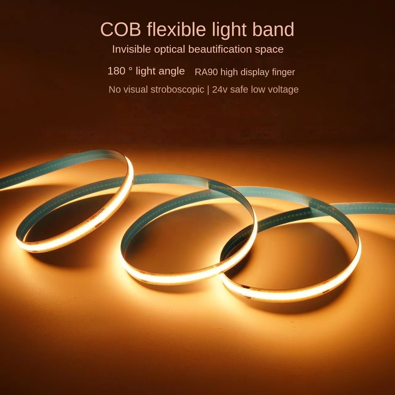 COB Highlight Strip LED Lamp 24V Cabinet Living Room Light 5m/10m Smart Ceiling Decorative Lighting Self-Adhesive 12V Main Lamp