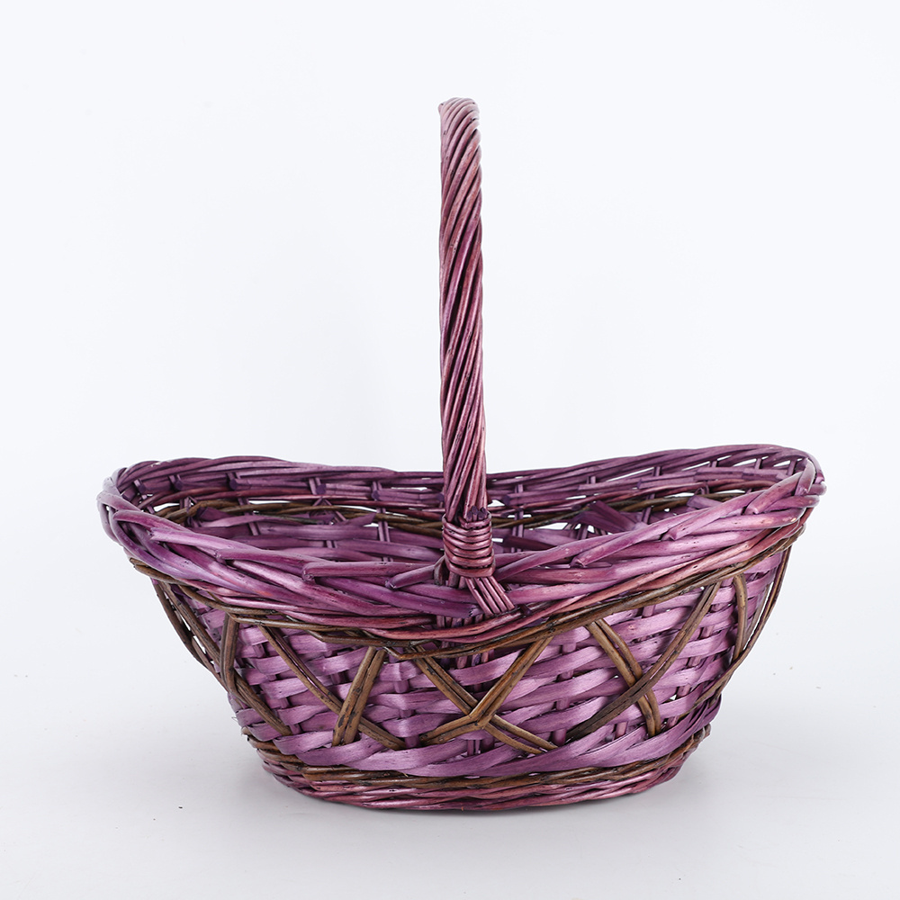 Factory Wholesale Purple Wedding Wicker Gifts Containers Basket Set Fruit Flower Rattan Storage Baskets