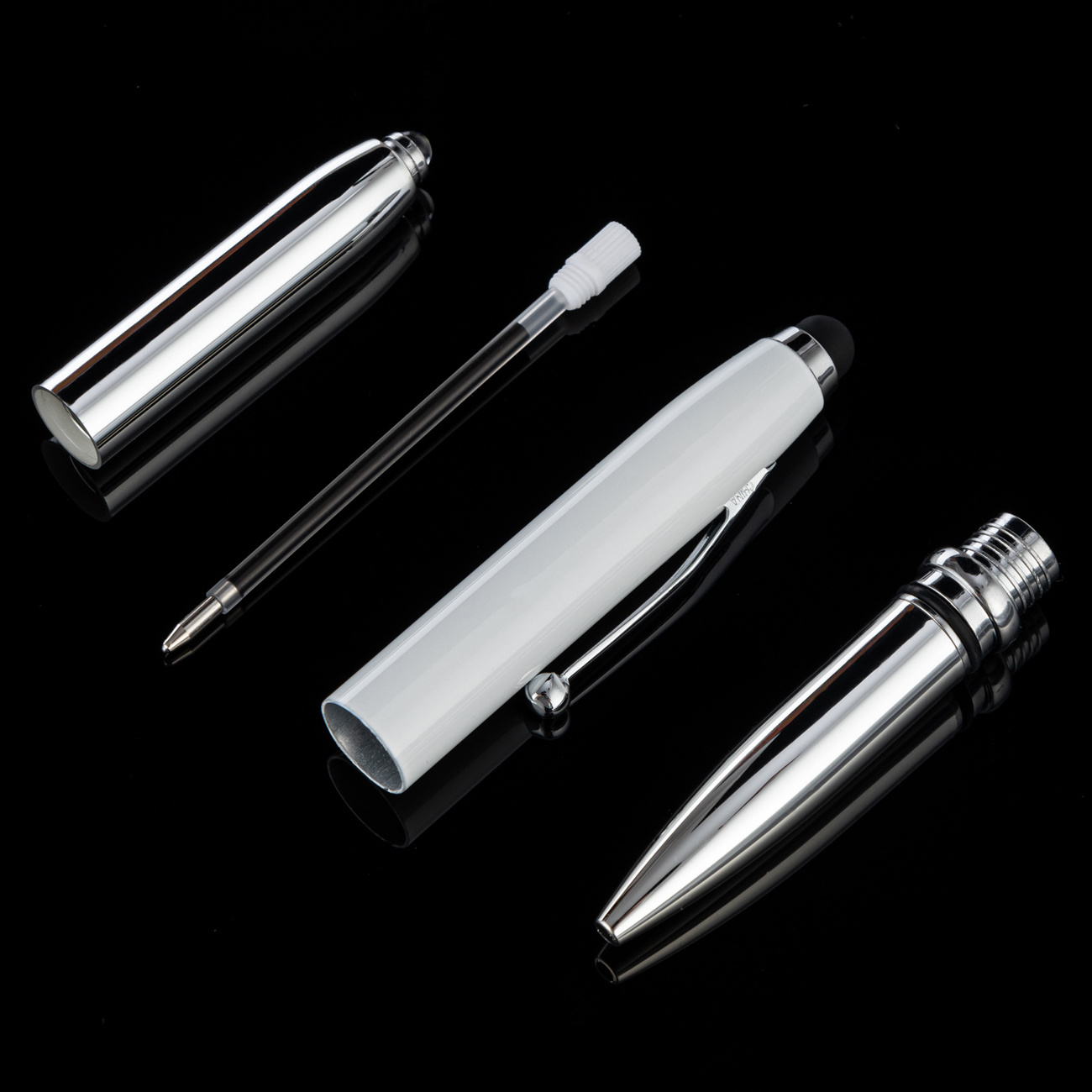 Business 2 In 1 Led Metal Pen Light Tip Ball Flashlight Led Ballpoint Stylus Pen With Custom Logo