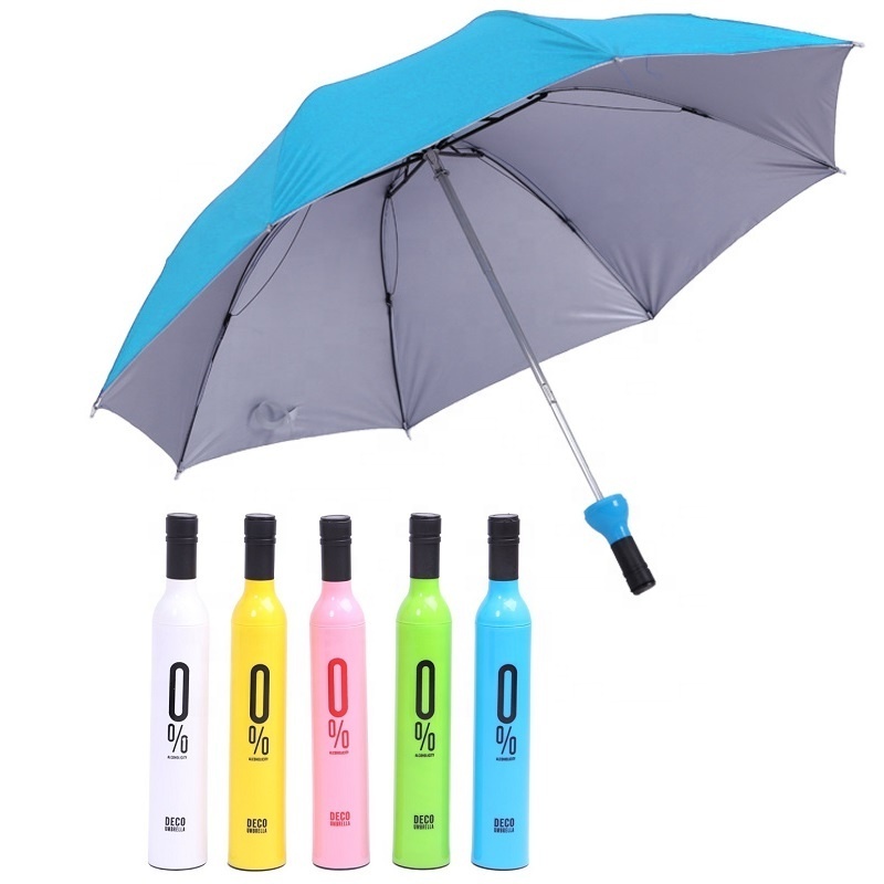 New Foldable Advertise Business Gift Travel girl backpack bike umbrella Custom Logo 5 fold Folding Wine Bottle Umbrella supplier