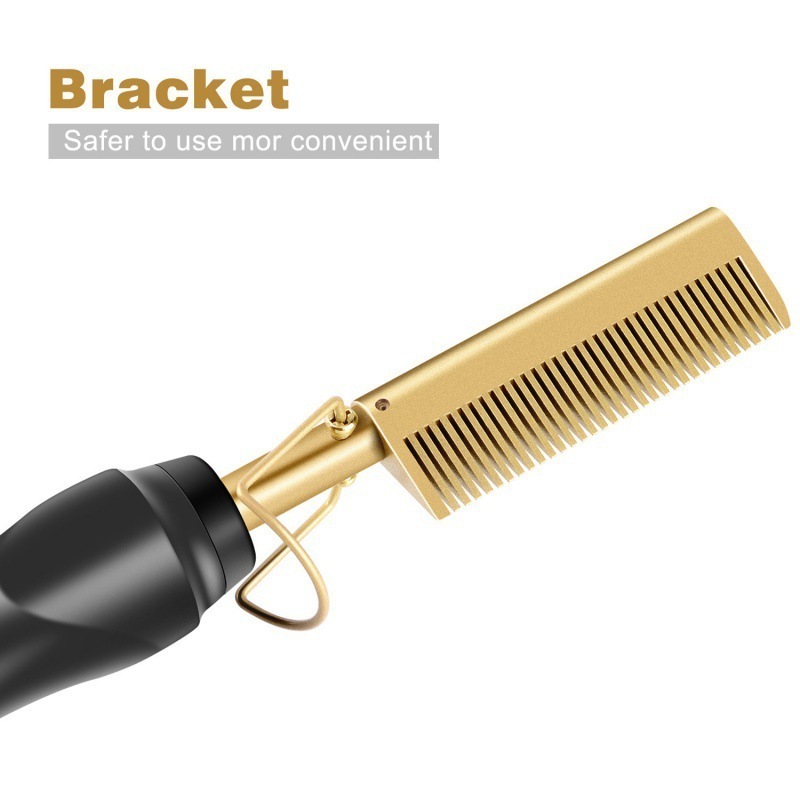 Electric Hot Heating Comb Wet Dry Hair Curler Straight Styler Curling Press Hair Straight Styler Comb Straightener Copper Iron