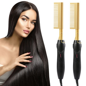 Electric Hot Heating Comb Wet Dry Hair Curler Straight Styler Curling Press Hair Straight Styler Comb Straightener Copper Iron