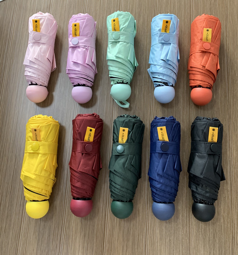 Advertise Gift OEM Custom Mini Capsule Umbrella Folding Travel Girl Pocket Portable Foldable Mini Cachet UV Umbrellas Fashion