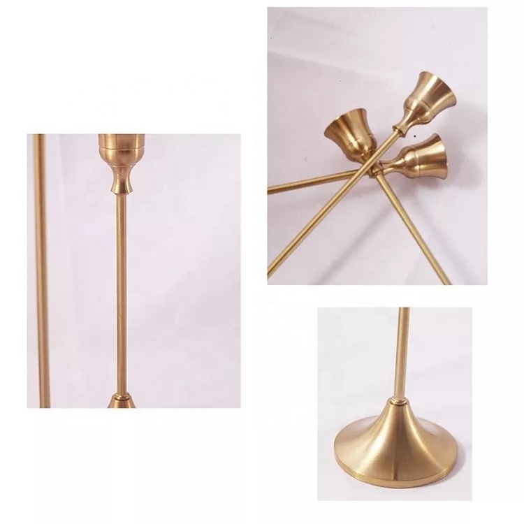 Fancy Simple Tealight Candle Base Decoration Metal Taper candles Holder Stand Candlestick Wedding Brass Steel Candles Holder Set